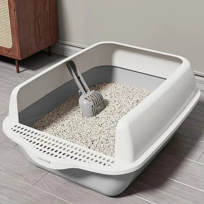 Removable top and base of cat litter box for easy cleaning