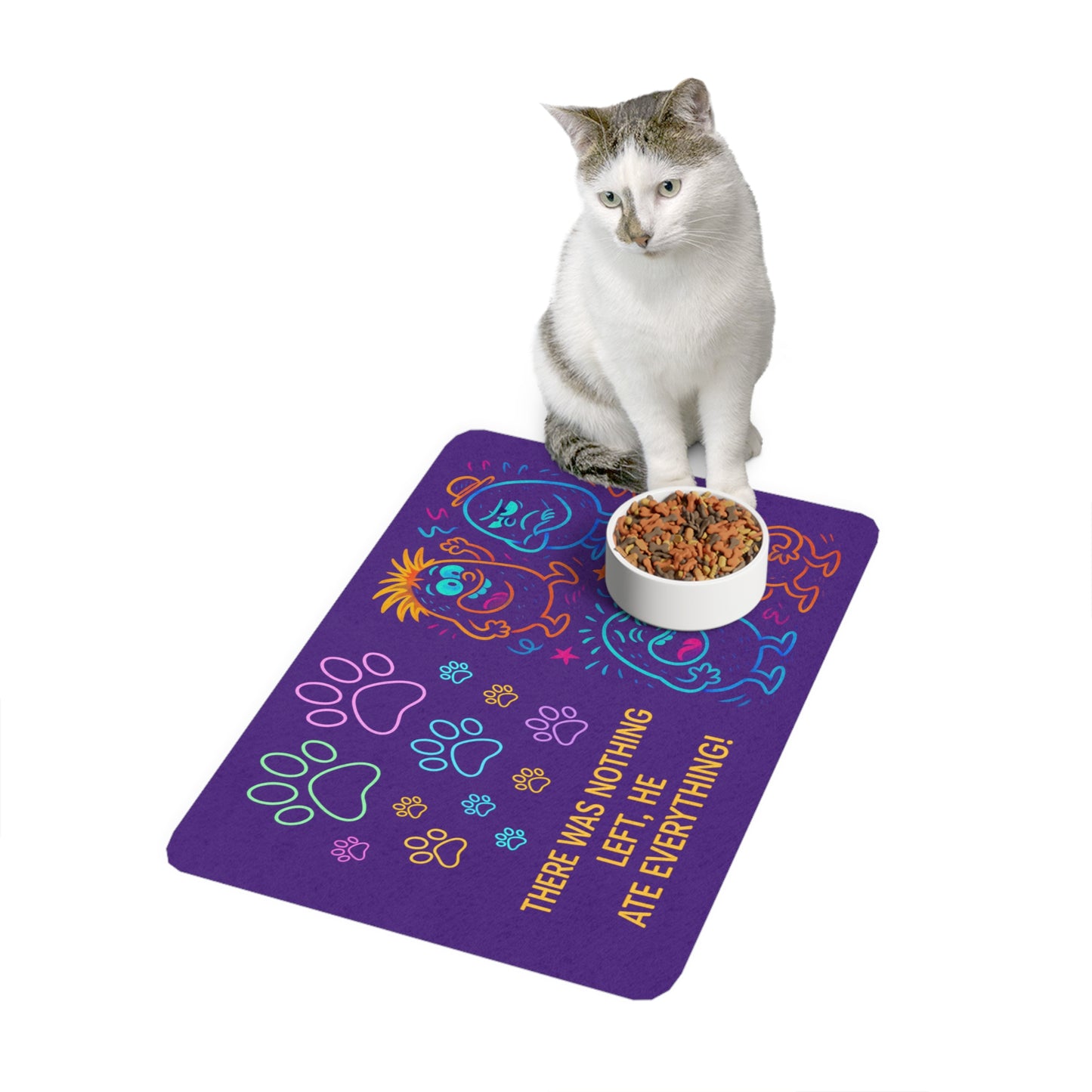 Funny Pet Food Mat - Dog Bowl Mat, Cat Mat, Unique Housewarming Gift, Kitchen Accessory, Pet Lover Gift, Animal Decor