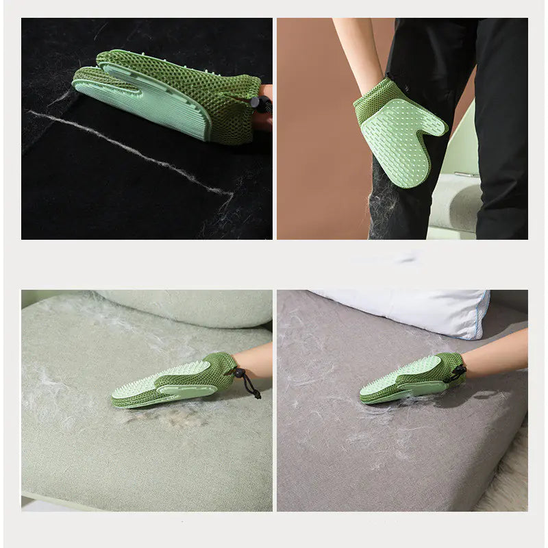 Hair removal brush for cats and dogs with easy-clean silicone tips