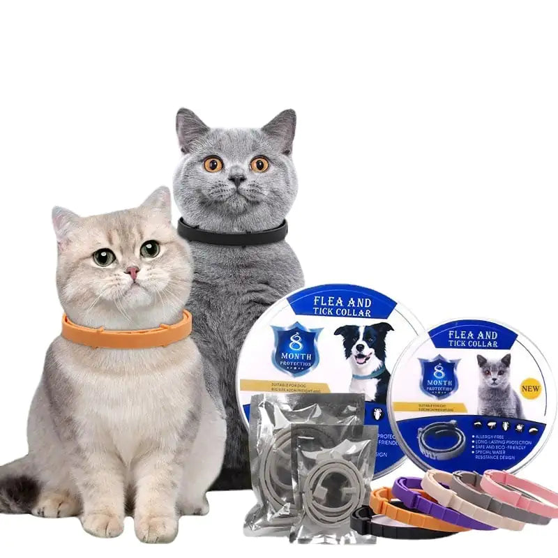 Flea and tick collar for dogs and cats with deworming protection