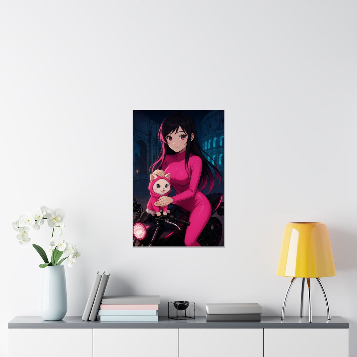 Anime Summer Poster, Adorable Art Print, Girl in Orchard, Wall Decor, Gift for Anime Lovers, Cute Decor for Home