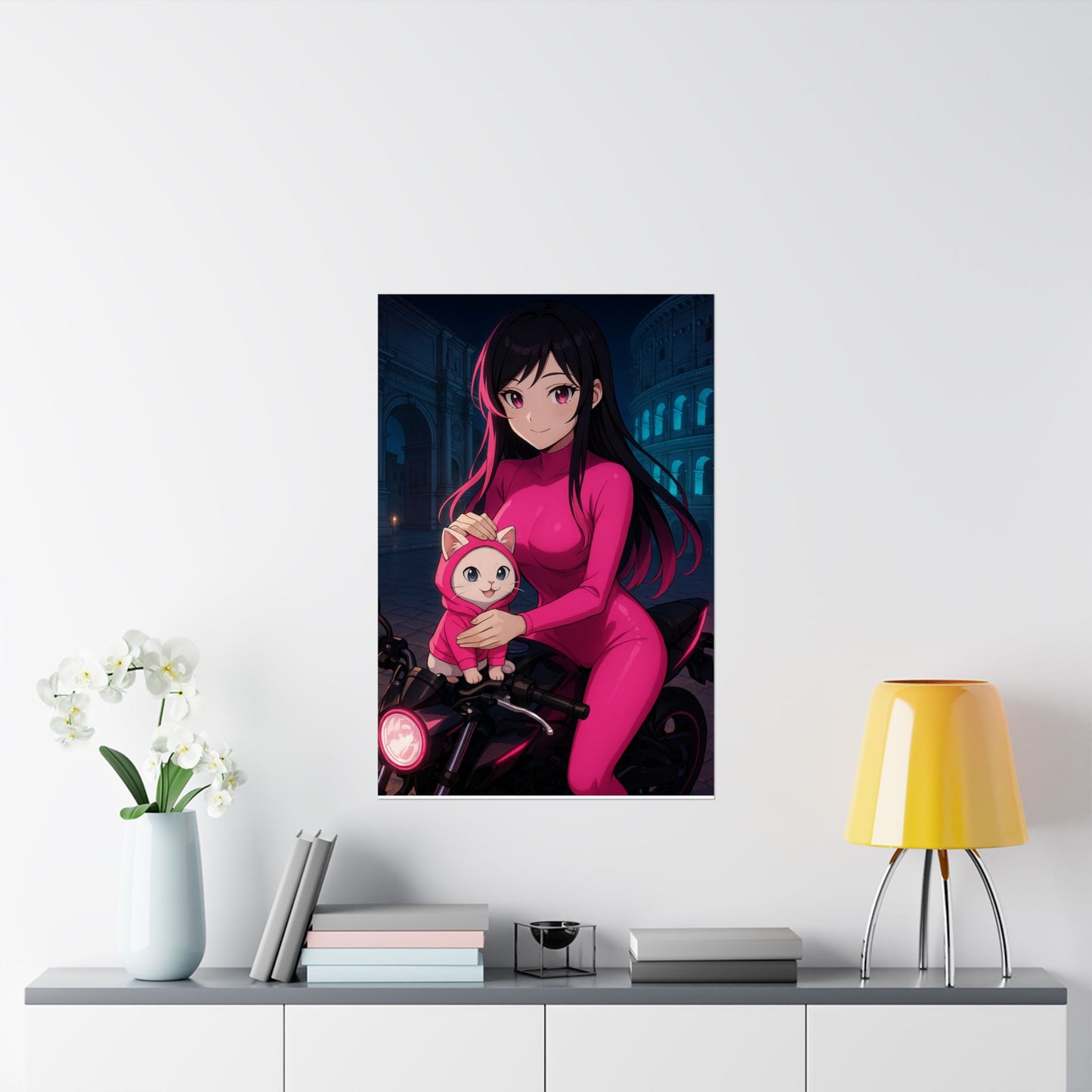 Anime Summer Poster, Adorable Art Print, Girl in Orchard, Wall Decor, Gift for Anime Lovers, Cute Decor for Home