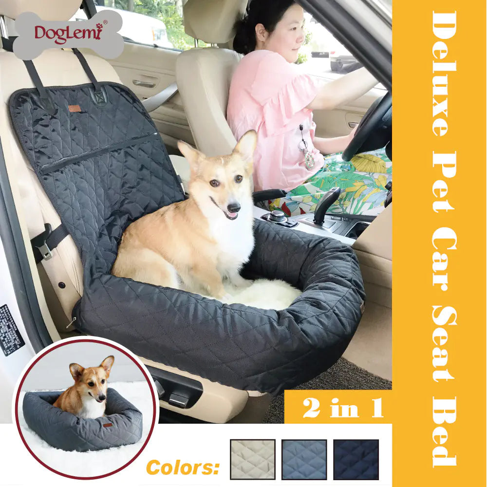 Multifunctional Pet Car Bed with Thick Cushion | Travel & Home Use