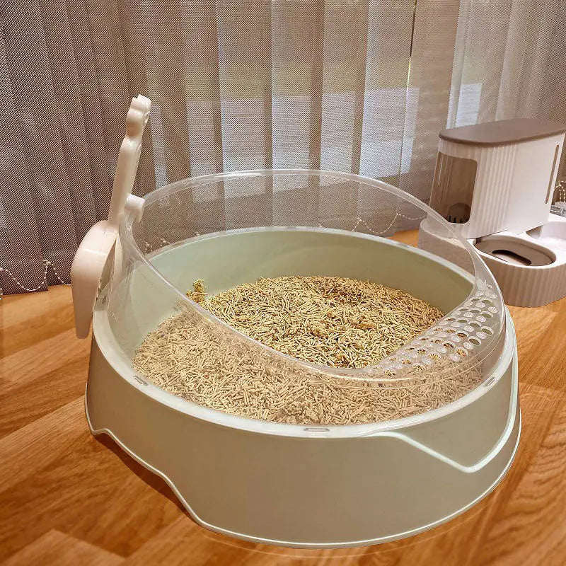 Durable, pet-safe cat litter box with anti-spill features