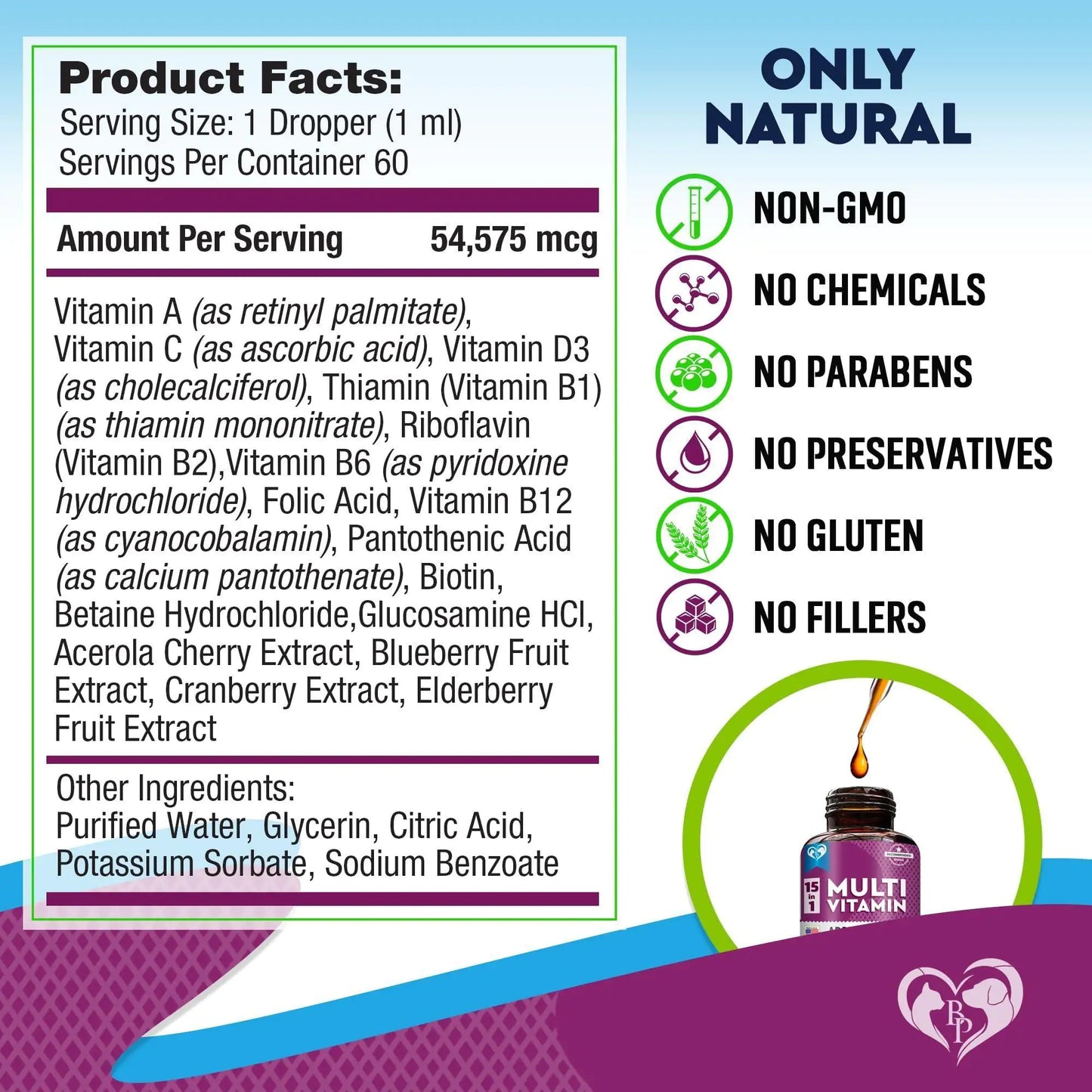 Multivitamin Liquid for Cats & Dogs – Glucosamine + Cranberry