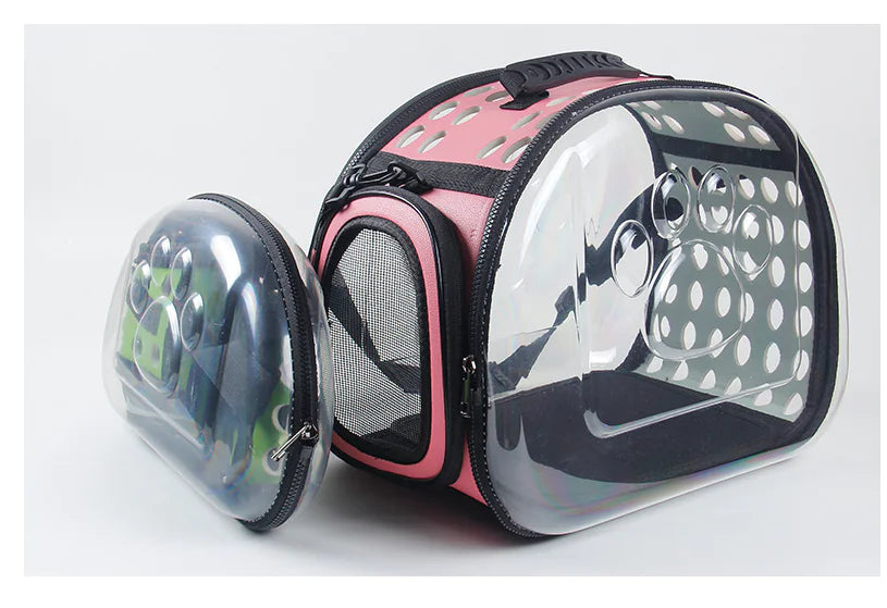 Two-sided zip entry space capsule pet backpack for cats and dogs
