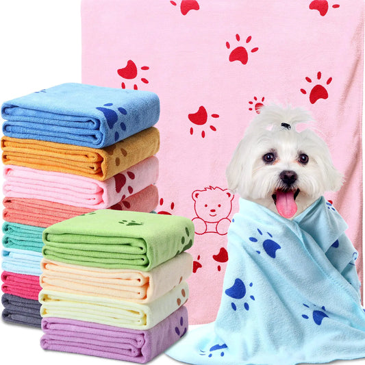 12-Pack Microfiber Dog Drying Towels (19 × 39 in) – Ultra-Soft & Fast-Dry