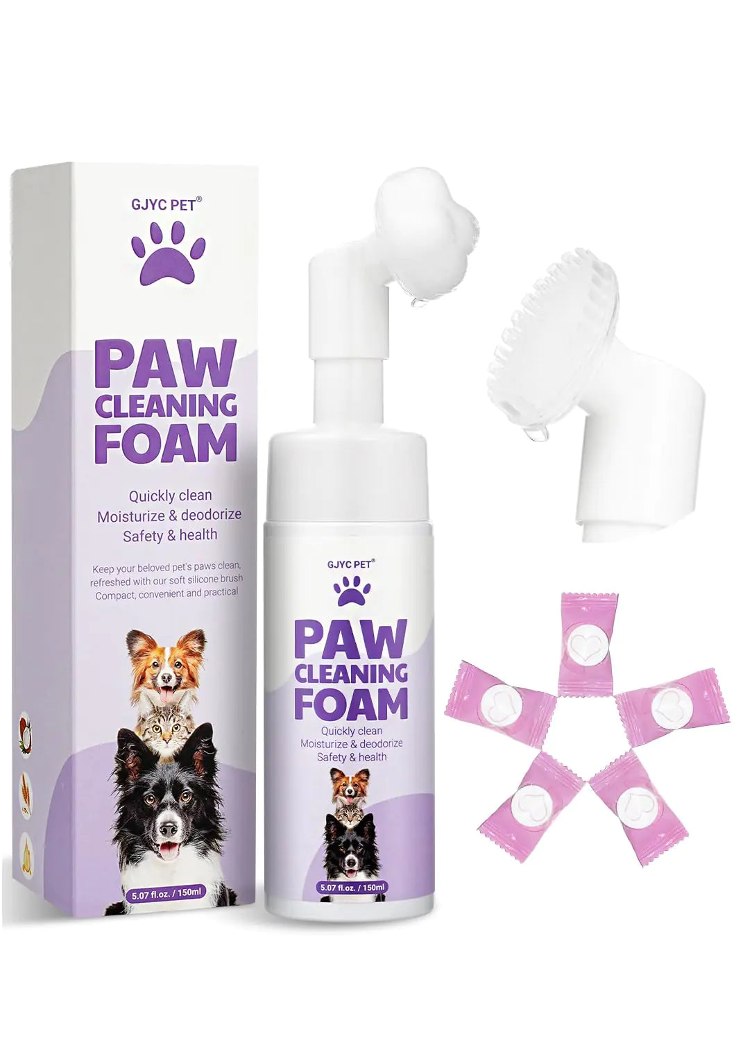 GJYC no-rinse paw cleaner foam with silicone scrubber