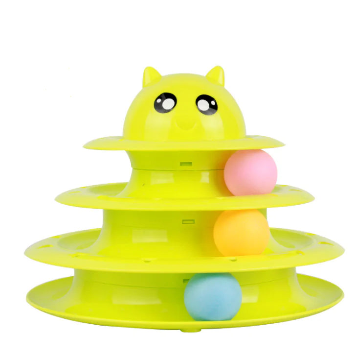 Colorful ball toy for cats with durable base