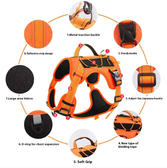 Adjustable Pet Harness with Reflective Trim
