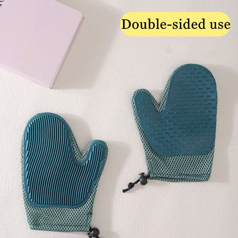 Silicone pet grooming gloves for dogs and cats with hair remover brushes