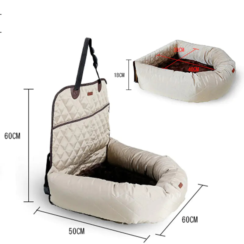 Multifunctional Pet Car Bed with Thick Cushion | Travel & Home Use