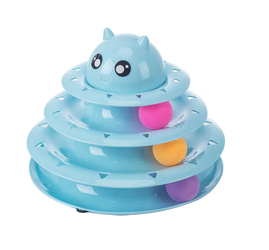 Colorful ball toy for cats with durable base