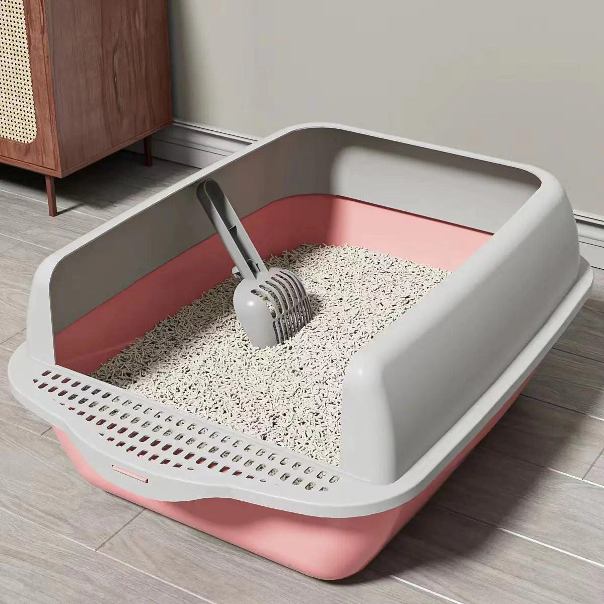 Removable top and base of cat litter box for easy cleaning