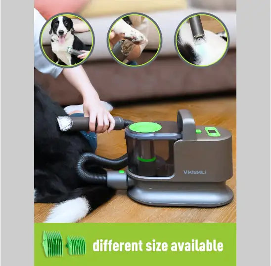 Low noise pet grooming vacuum clipping hair into dust cup