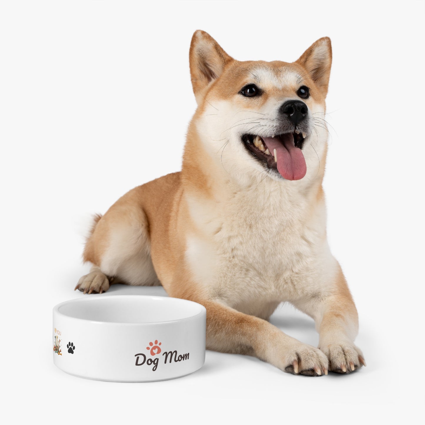 Personalized Dog Mom Pet Bowl - Cute 'I Love You' Design for Dog Lovers
