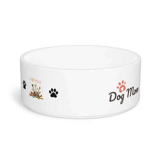 Personalized Dog Mom Pet Bowl - Cute 'I Love You' Design for Dog Lovers