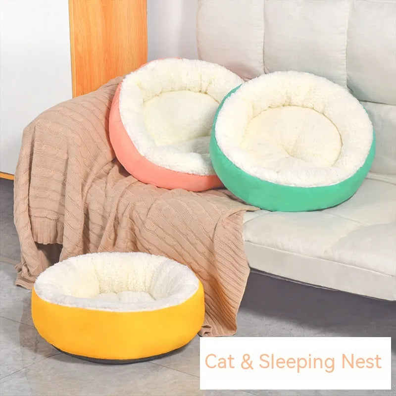 Anti-Anxiety round lamb wool pet bed