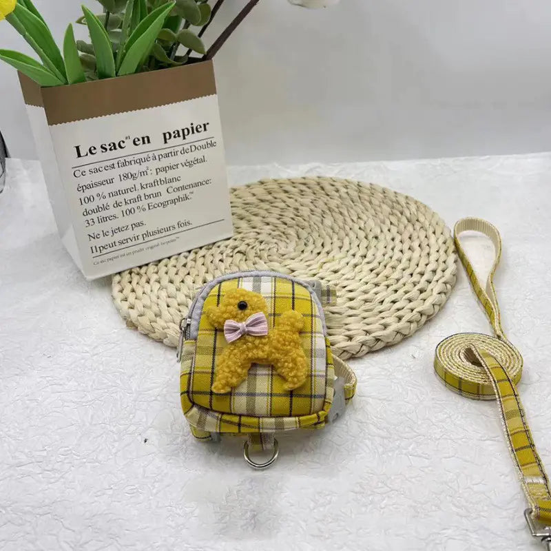Pet Backpack with Teddy Bear & Leash | Cute & Functional Carrier Bag