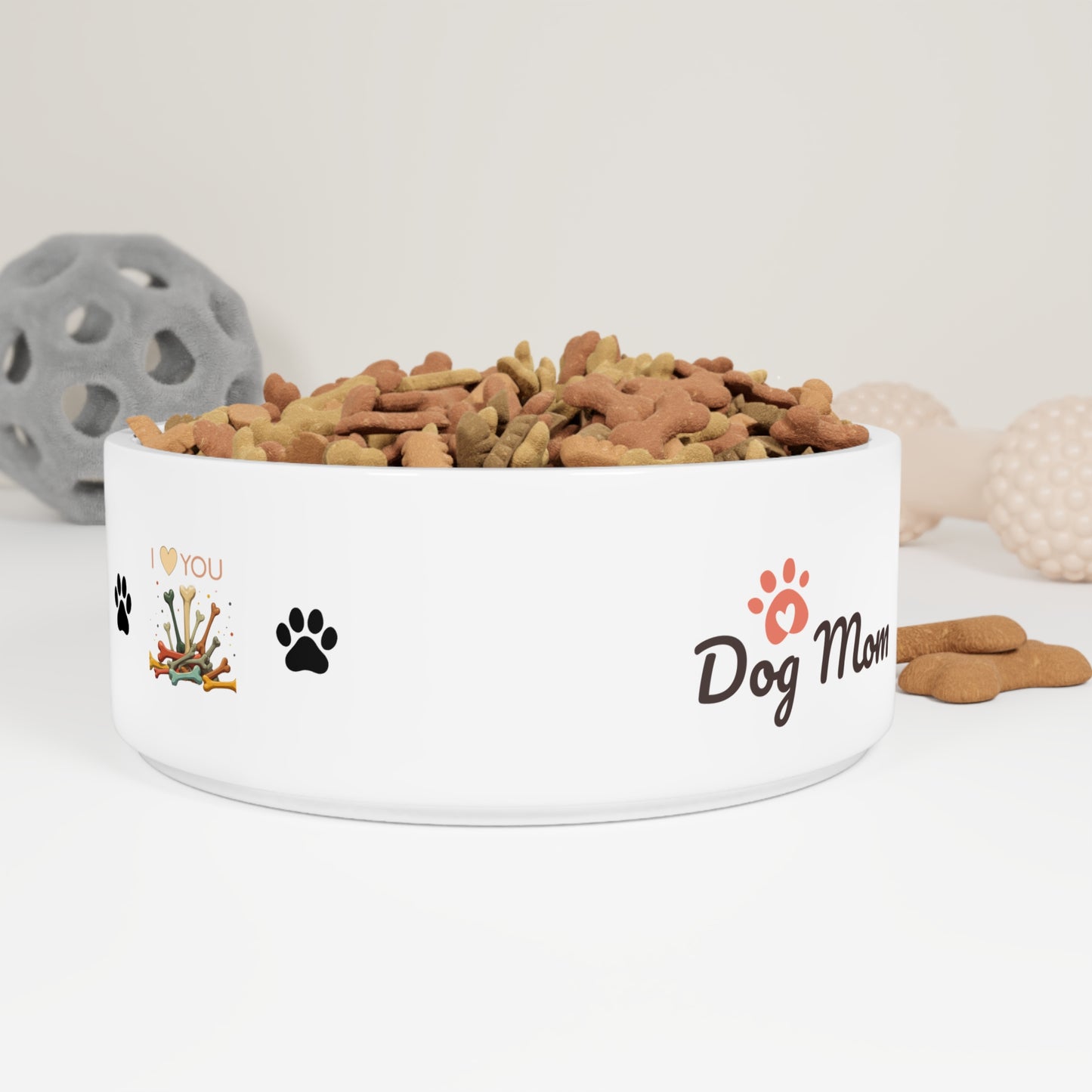 Personalized Dog Mom Pet Bowl - Cute 'I Love You' Design for Dog Lovers