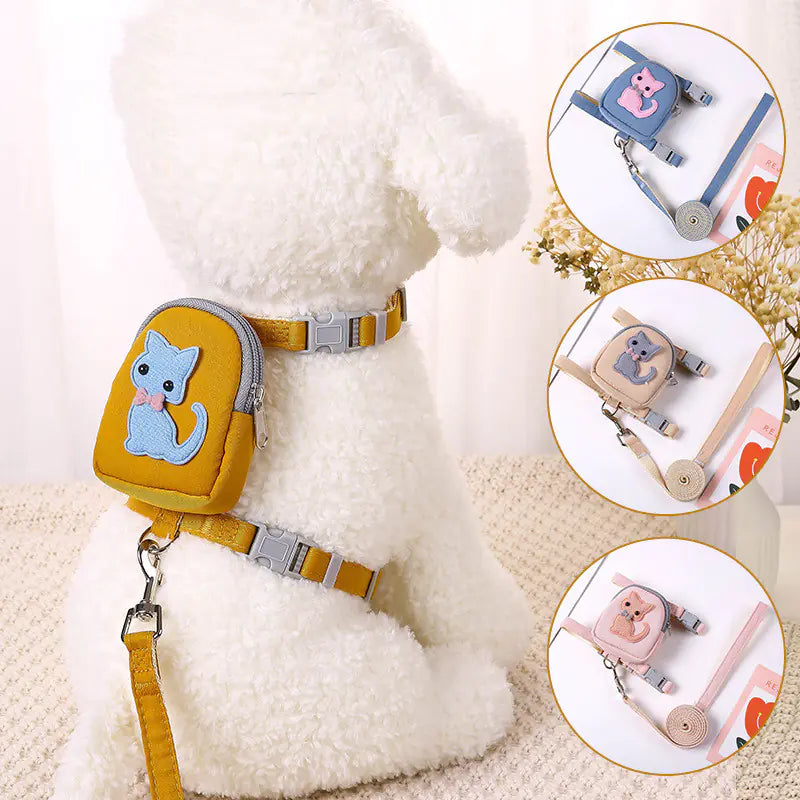 Pet Backpack with Teddy Bear & Leash | Cute & Functional Carrier Bag