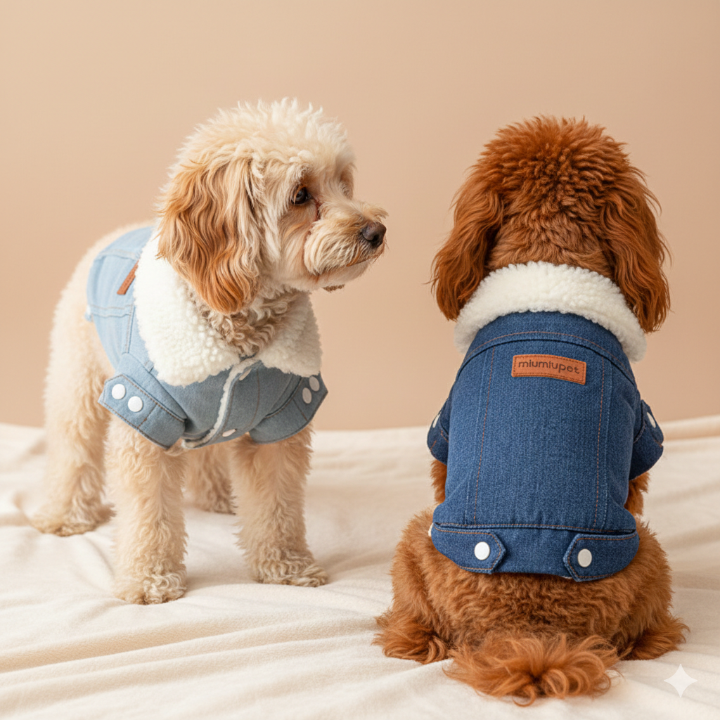 Dog Cotton Jacket, Denim Pet Clothes
