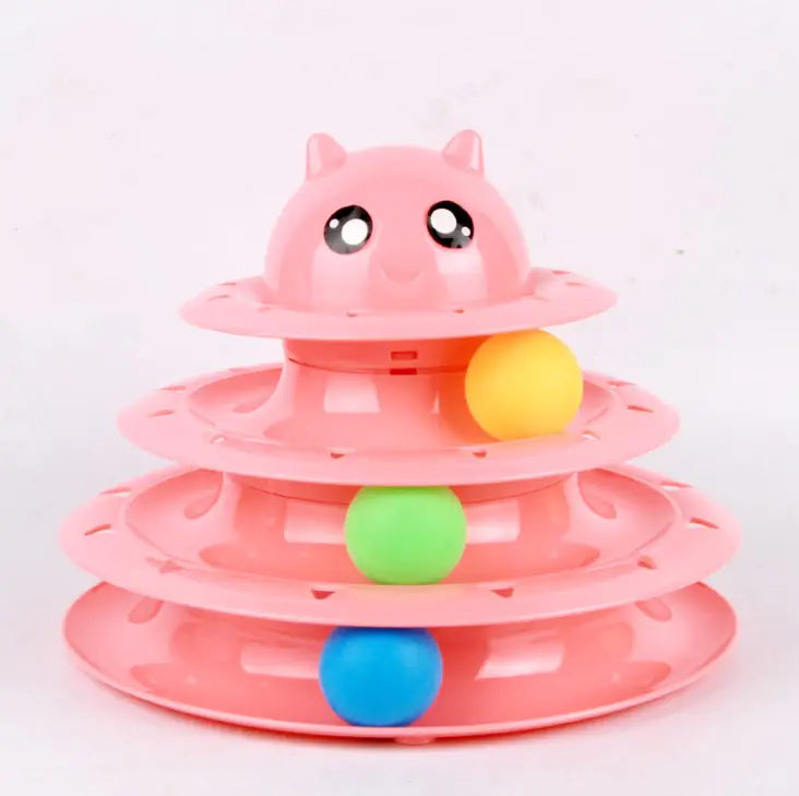 Colorful ball toy for cats with durable base