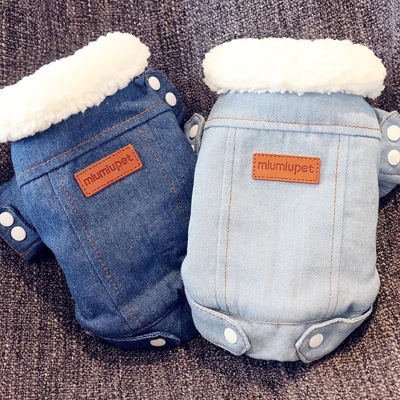 Dog Cotton Jacket, Denim Pet Clothes