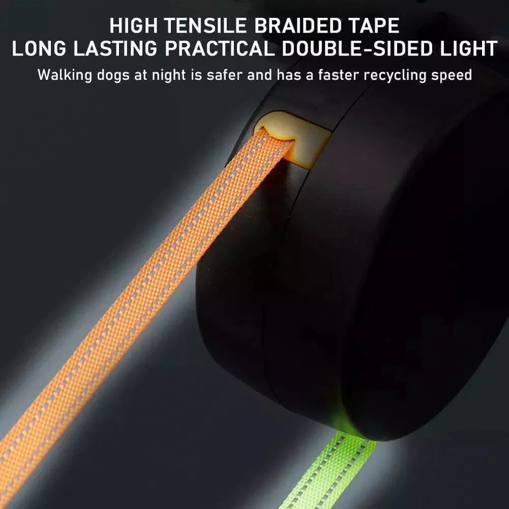 twin control retractable dog leash dual leash with night light