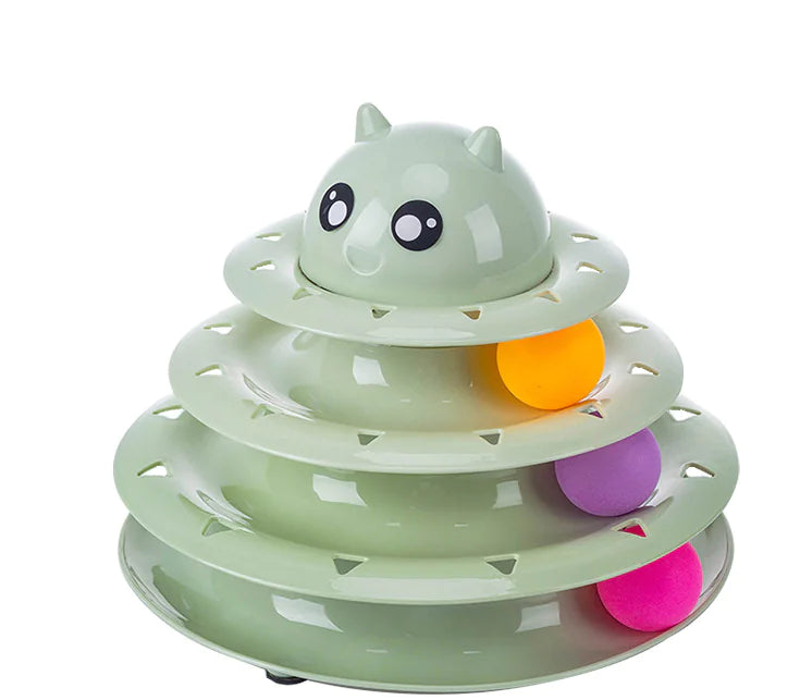 Colorful ball toy for cats with durable base