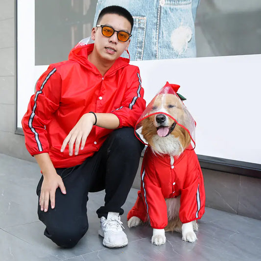 Adjustable neck drawstring on waterproof pet coat