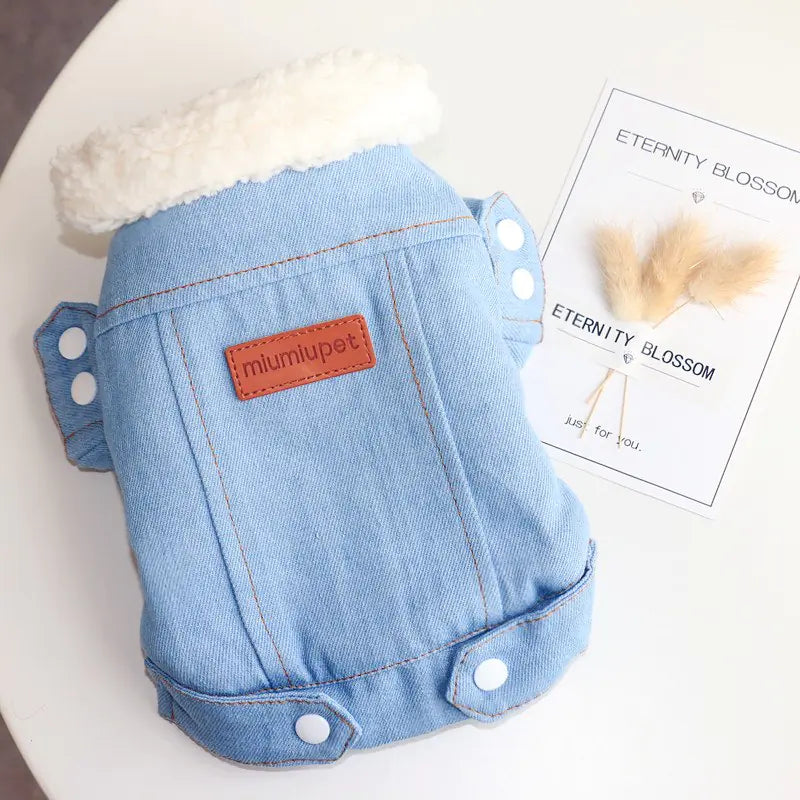 Dog Cotton Jacket, Denim Pet Clothes