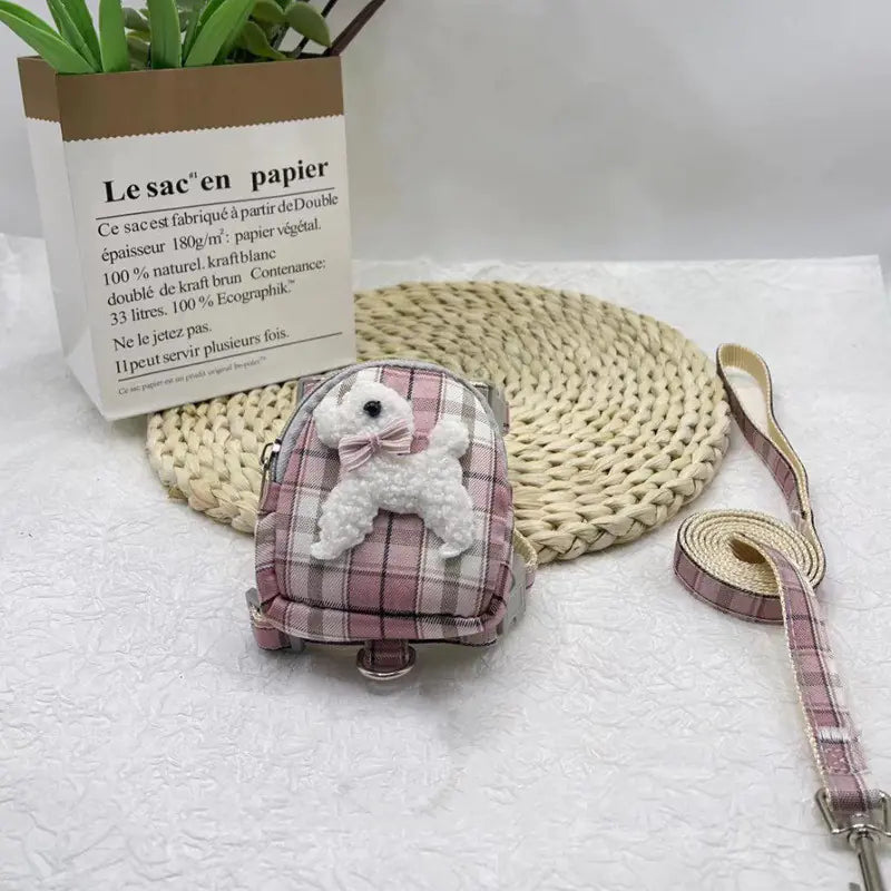 Pet Backpack with Teddy Bear & Leash | Cute & Functional Carrier Bag