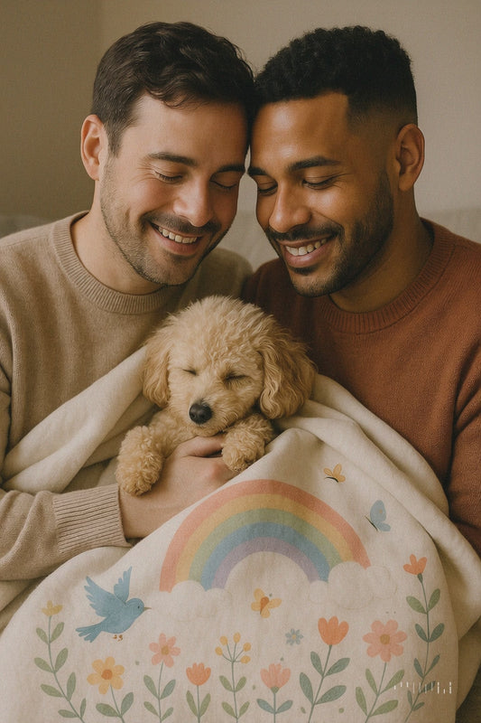 Cozy Pet Blanket with rainbow and floral design for cats and small dogs