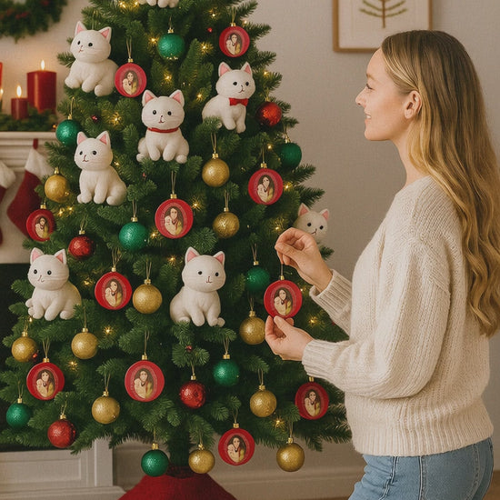 Personalized cat lover ceramic ornament with custom name