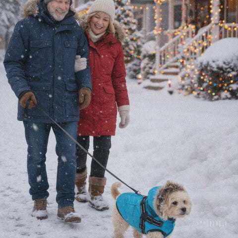 Thickened winter cotton vest with warm fur collar on small dog